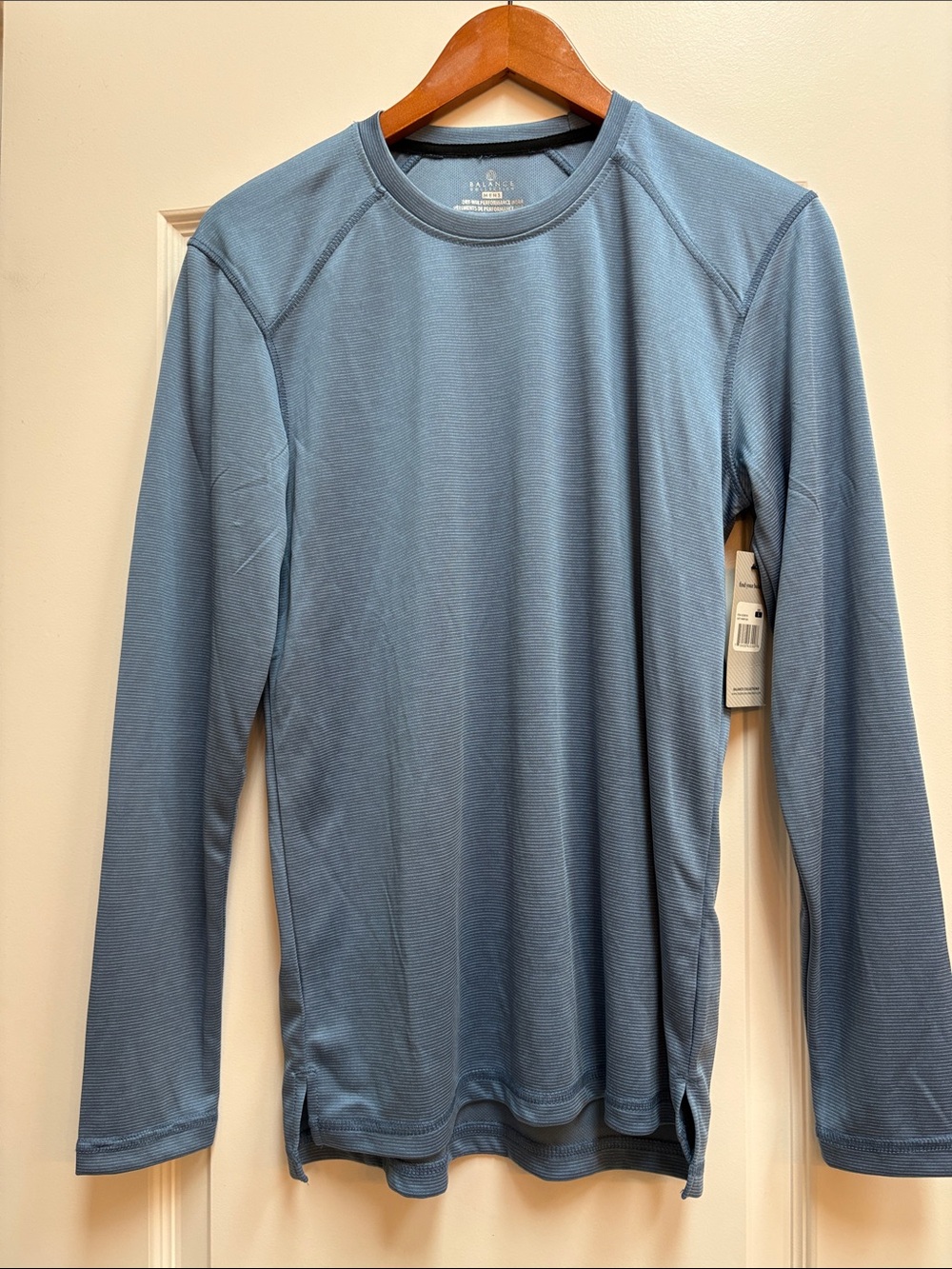 Balance Collection Men's Long-Sleeve Crew in Slate Blue, size Small